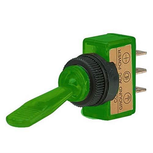 Narva 20A 12V Green Illuminated Off/On Toggle Switch, 12 mm Diameter
