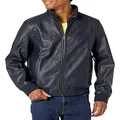 Tommy Hilfiger Men's Smooth Lamb Touch Faux Leather Unfilled Bomber, Navy, XXL