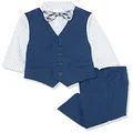 Van Heusen Baby Boys' 4-Piece Formal Set, Vest, Pants, Collared Dress Shirt, and Tie, Blue Jean, 3-6 Months
