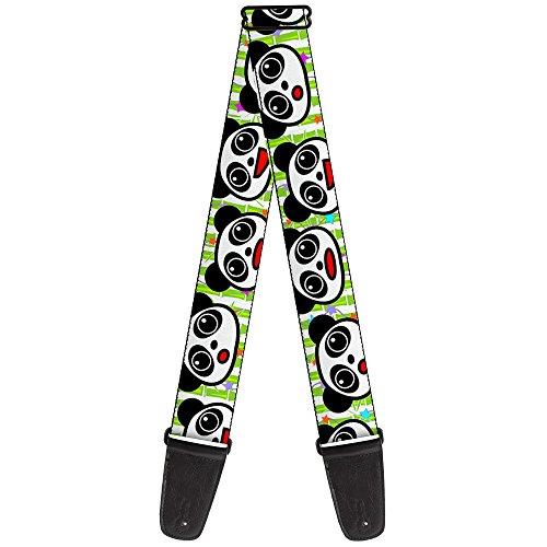 Buckle-Down Premium Guitar Strap, Panda Bear Cartoon Bamboo White/Green/Multicolour, 29 to 54 Inch Length, 2 Inch Wide