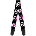 Buckle-Down Premium Guitar Strap, Panda Face with Pink Mustache, 29 to 54 Inch Length, 2 Inch Wide