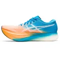 ASICS Unisex METASPEED Sky+ Running Shoes, Orange Pop/Island Blue, 10 Wide Women/8.5 Men