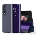 FTRONGRT Case for Samsung Galaxy Z Fold 4, Semi-Transparent Mirror Smart Cover, Built-in Holder, Cases for Samsung Galaxy Z Fold 4 - Purple