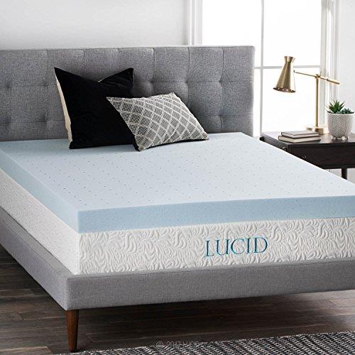 Lucid® 4 Inch Gel Memory Foam Mattress Topper, LU40CK30GT, Light Blue, California King