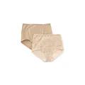 Bali Women's Smoothers Shapewear 2 Pack Cotton Brief with Light Control, Lace Flowers, Large
