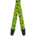Buckle-Down Premium Guitar Strap, Question Mark Scattered Lime Green/Black, 29 to 54 Inch Length, 2 Inch Wide