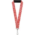 Buckle-Down Lanyard, Bandana and Skulls Red/White, 22 Inch Length x 1 Inch Width