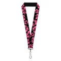 Buckle-Down Lanyard, Hibiscus Weathered Black/Pink, 22 Inch Length x 1 Inch Width