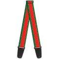 Buckle-Down Premium Guitar Strap, Holiday Trim Stripe Green/Red, 29 to 54 Inch Length, 2 Inch Wide