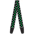 Buckle-Down Premium Guitar Strap, Checker 1 Black/Grey/Green, 29 to 54 Inch Length, 2 Inch Wide