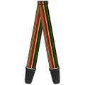 Buckle-Down Premium Guitar Strap, Stripe Transitions Black/Red/Green/Yellow, 29 to 54 Inch Length, 2 Inch Wide