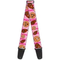 Buckle-Down Premium Guitar Strap, Fried Chicken Waffles Plaid Pink/Multicolour, 29 to 54 Inch Length, 2 Inch Wide