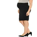 Angel Maternity Women's Maternity Rouched Bodycon Fitted Skirts, Black, L