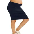 Angel Maternity Women's Maternity Rouched Bodycon Fitted Skirts, Navy, M