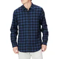 Amazon Essentials Men's Long-Sleeve Flannel Shirt (Available in Big & Tall), Blue, Buffalo Plaid, Medium