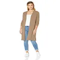 Amazon Essentials Women's Lightweight Longer Length Cardigan Sweater (Available in Plus Size), Camel Heather, Medium