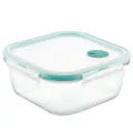 LOCK & LOCK Purely Better Glass Food Storage Container with Steam Vent Lid, Square-47 oz, Clear