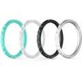 ThunderFit Thin and Stackable Silicone Rings, 4 Pack Silicone Wedding Bands for Women - Diamond Pattern