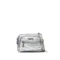 Baggallini Triple Zip Small Crossbody Bag for Women - 8x6 inch Convertible Fanny Pack Belt Bag - Lightweight Water-resistant, Silver Metallic Quilt, One Size