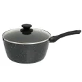 Stone Chef Forged Saucepan with Lid Cookware Kitchen Black 20cm - Black 20cm