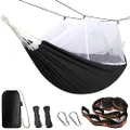 Anyoo Outdoor Hammock with Mosquito Net and Tree Straps, Breathable Durable Mesh Hammock Cotton for Garden, Balcony, Camping, Hiking, Backpacking