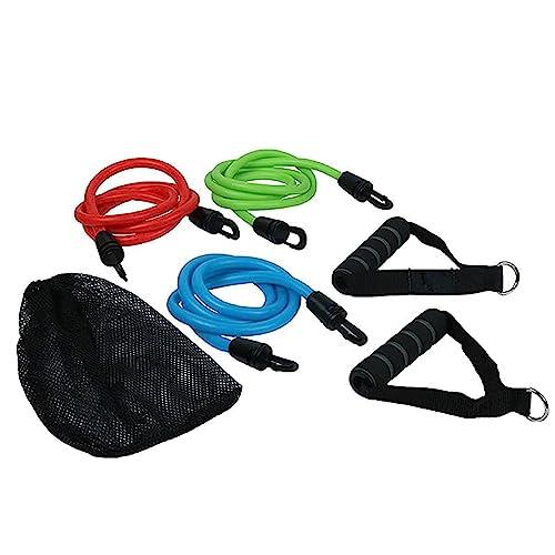 ab. Expander Tube Set Resistance Band Set with Handles, Portable Toning Tubes with Door Anchor Bag and Ankle Straps Included, Expander Tubeset Green-Red-Blue