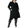 LONDON FOG Women's 3/4 Length Double-Breasted Trench Coat with Belt, Black, Small