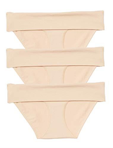 Motherhood Maternity – 3 Pack Maternity Panties – Foldover and Bikini Style Underwear for Pregnancy – Sizes Small to 3X, All Nude Pack, Large