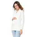 Angel Maternity Women's Maternity V-Neck Crossover Long Sleeve Top, White, S
