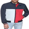 Tommy Hilfiger Men's Lightweight Varsity Rib Knit Bomber Jacket, Midnight/Ice/Red, Small