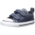 Converse Baby-Boy's Chuck Taylor All Star 2v Low Top Sneaker, Navy/White, 3 Infant