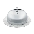 Alessi Dressed Butter Dish in Porcelain with Lid in 18/10 Stainless Steel Mirror Polished, White