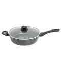 Stone Chef Forged Deep Frying Pan with Lid Cookware Kitchen Fry Pan Black 28cm - Black 28cm