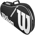 WILSON Advantage II 3 Pack Tennis Bag, Black/White