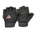 adidas Essential Adjustable Fingerless Gloves for Men and Women - Padded Weight Lifting Gloves - Adjustable Wrist Straps for Tailored, Secure Fit - Pink, X-Large