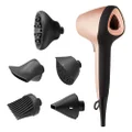 Remington Air3D Plus Hair Dryer, D7779AU, 1800W (AU Plug), Ionic Conditioning For Ultra Smooth Finish, Lightweight, 5 Attachments (Including Diffuser & Curling Concentrator), Black & Rose Gold