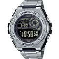 Casio Men's Youth Dual Time Digital Watch, Black Dial, Stainless Steel Band