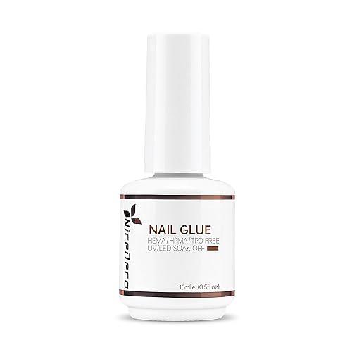 Nicedeco Gel Polish Nail Glue Gel for Acrylic Nails 15ml Brush On Gel Nail Glue for False Nails Tips Led Lamp Required Long-Lasting and Durable Nail Art Glue Gel