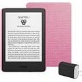 Kindle Essentials Bundle including Kindle (2022 release) - Denim, Amazon Fabric Cover - Rose, and Power Adaptor