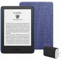 Kindle Essentials Bundle including Kindle (2022 release) - Denim, Amazon Fabric Cover - Denim, and Power Adaptor