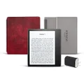 Kindle Oasis Essentials Bundle including Kindle Oasis (32 GB + Free 4G LTE), Amazon Leather Cover - Merlot, and Power Adapter