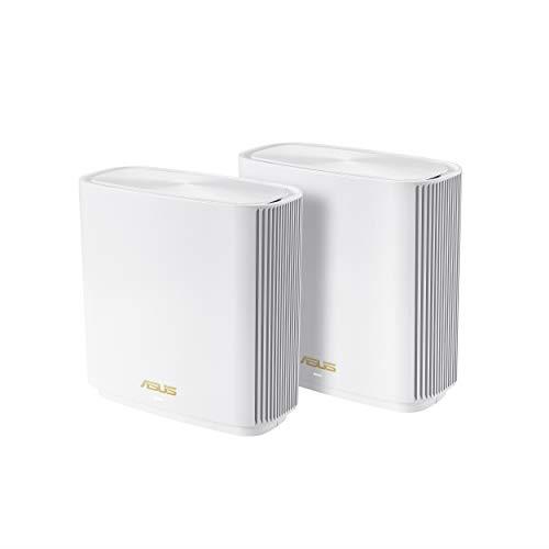 ASUS ZenWiFi AX Whole-Home Tri-Band Mesh WiFi 6 System(XT8), Coverage Up to 5500 sq ft or 510 m or 6+ Rooms, 6.6 Gbps WiFi, 3 SSIDs, 2.5G Port, White