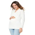 Angel Maternity Women's Maternity V-Neck Crossover Long Sleeve Top, White, M