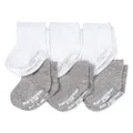 Burt's Bees Baby unisex-baby Socks, 6-pack Crew Socks With Non-slip Grips, Made With Organic Cotton, Heather Grey/White, 24 Months