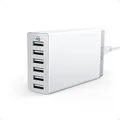 Anker 60W 6-Port USB Wall Charger, PowerPort 6 for iPhone Xs/XS Max/XR/X / 8/7 / 6 / Plus, iPad Pro/Air 2 / Mini/iPod, Galaxy S7 / S6 / Edge/Plus, Note 5/4, LG, Nexus, HTC and More