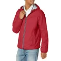 Tommy Hilfiger Men's Lightweight Active Water Resistant Hooded Rain Jacket, Red, Large