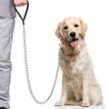 CtopoGo Premium Chain Heavy Duty Dog Leash - Soft Padded Leather Handle Lead - Perfect Basic Leashes Specifically Designed for Over 30KG Large Size Pets Walking (4 ft. x 5.0 mm (60-200 lbs.))