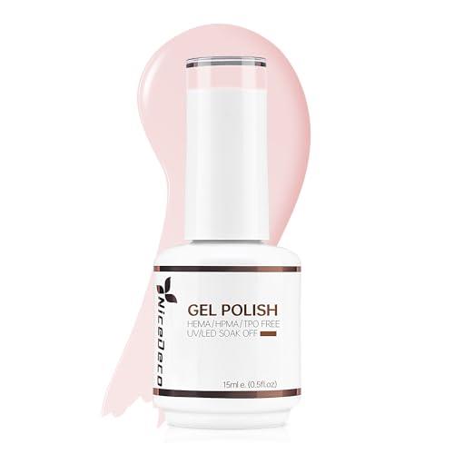 Nicedeco Gel Nail Polish 1 Pcs 15ml Clear Pink Color Soak Off LED U V Gel for Nail Art Manicure Salon DIY -017
