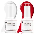 Nicedeco Gel Nail Polish 2 Pcs 15ml White Red Color Soak Off LED U V Gel Nail Kit Manicure DIY Home for Women