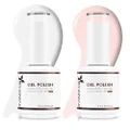 Nicedeco Gel Nail Polish 2 Pcs 15ml White Pink Color Soak Off LED U V Gel Nail Kit Manicure DIY Home for Women
